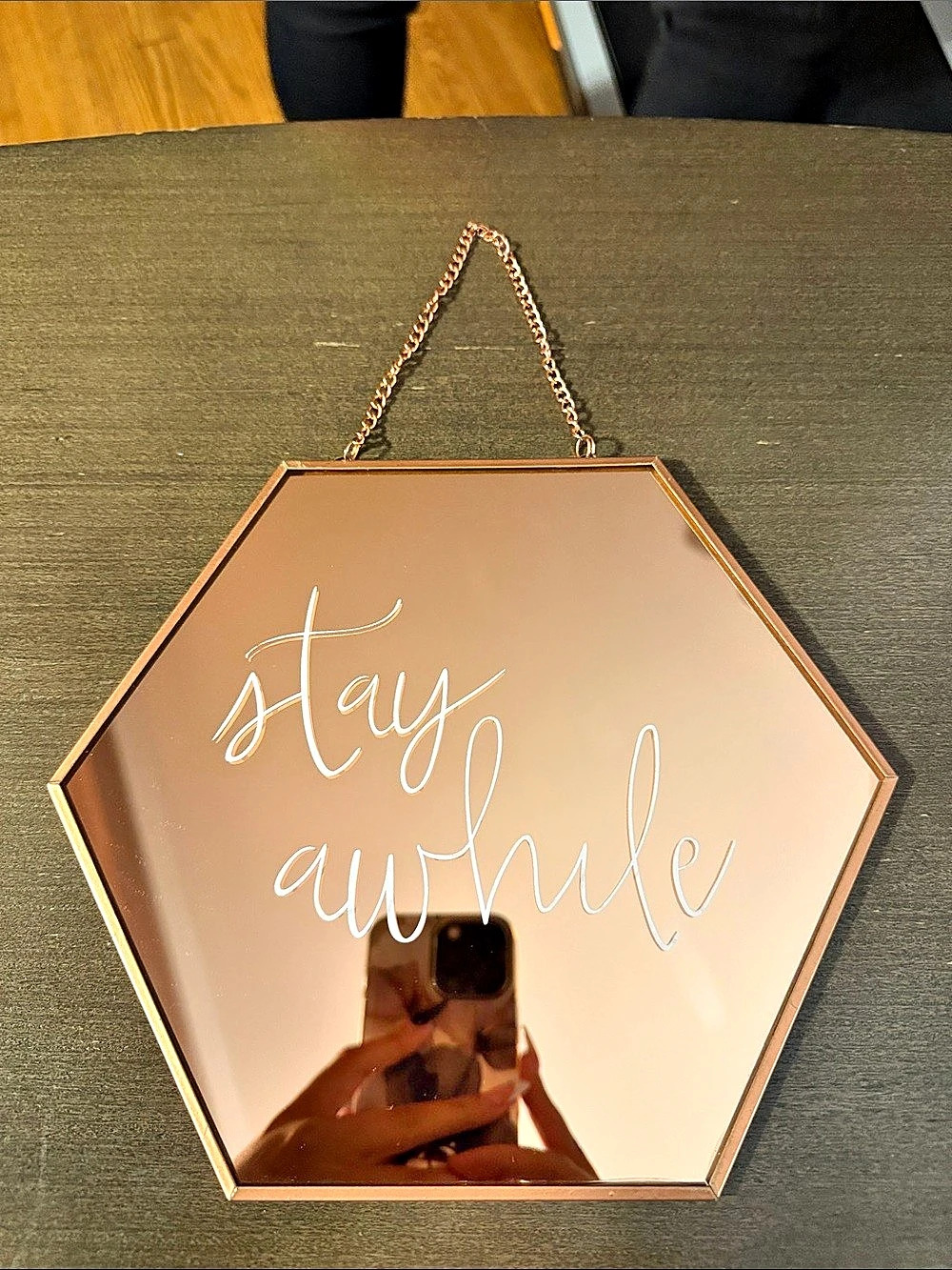 Hexagon Stay Awhile Wall Decor